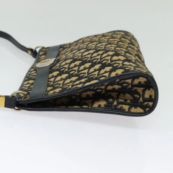 Christian Dior Trotter Canvas Shoulder Bag Navy Gold Auth 141703 - Picture 6 of 16